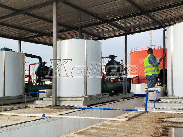 3sets of 20tons Seawater flake ice machine in Angola